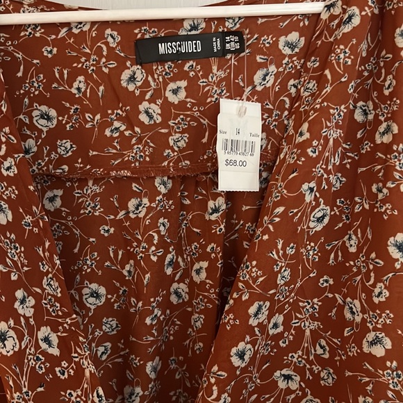 Missguidee Orange Floral Dress 14 - Picture 2 of 3